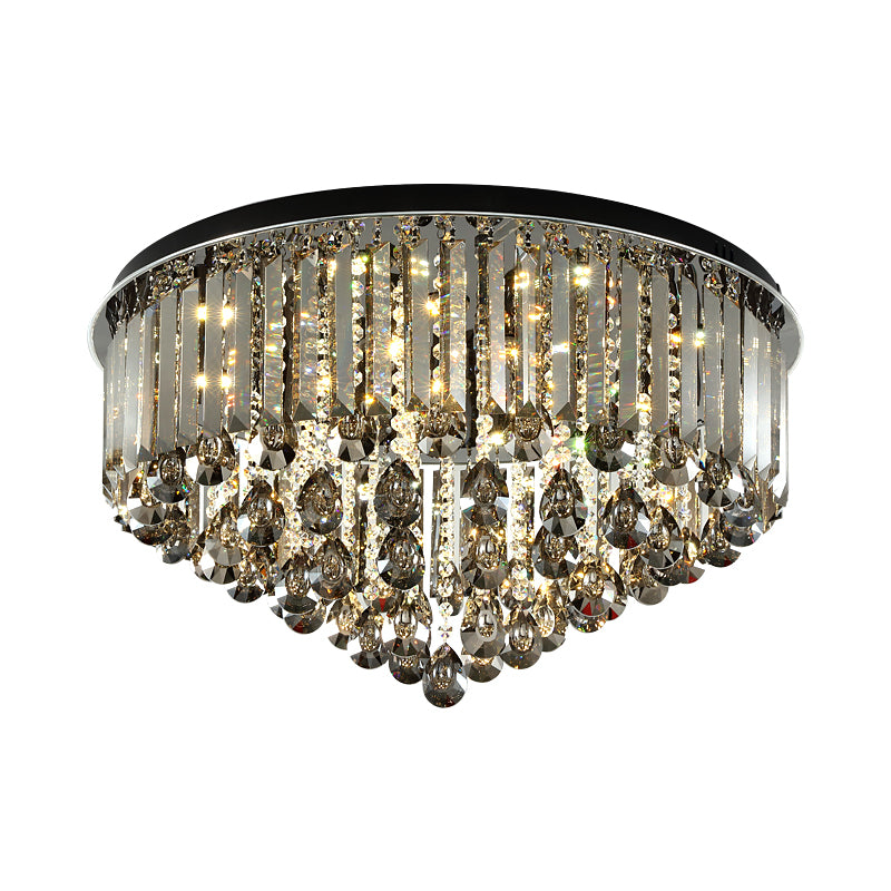 19.5"/23.5" Multi Tier Flush Mount Light Contemporary Crystal LED Ceiling Lamp in Smoke Grey for Bedroom Clearhalo 'Ceiling Lights' 'Close To Ceiling Lights' 'Close to ceiling' 'Flush mount' Lighting' 152378