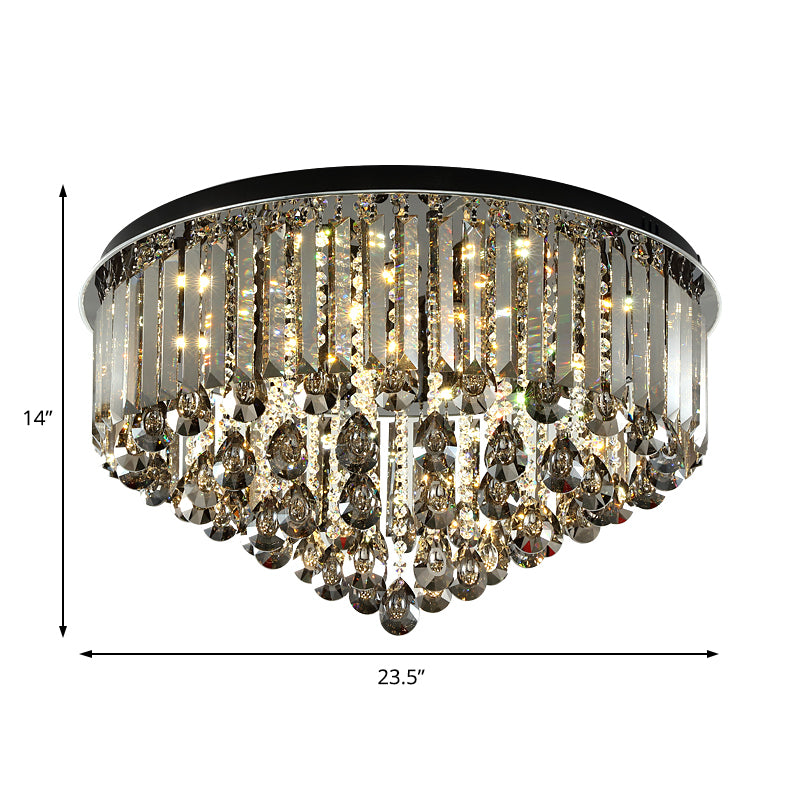 19.5"/23.5" Multi Tier Flush Mount Light Contemporary Crystal LED Ceiling Lamp in Smoke Grey for Bedroom Clearhalo 'Ceiling Lights' 'Close To Ceiling Lights' 'Close to ceiling' 'Flush mount' Lighting' 152380