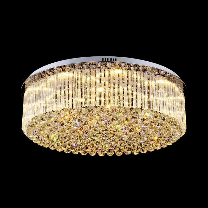 Clear Crystal Drum Flush Mount Light Contemporary 19.5"/23.5" Wide LED Ceiling Lamp for Living Room Clearhalo 'Ceiling Lights' 'Close To Ceiling Lights' 'Close to ceiling' 'Flush mount' Lighting' 152409