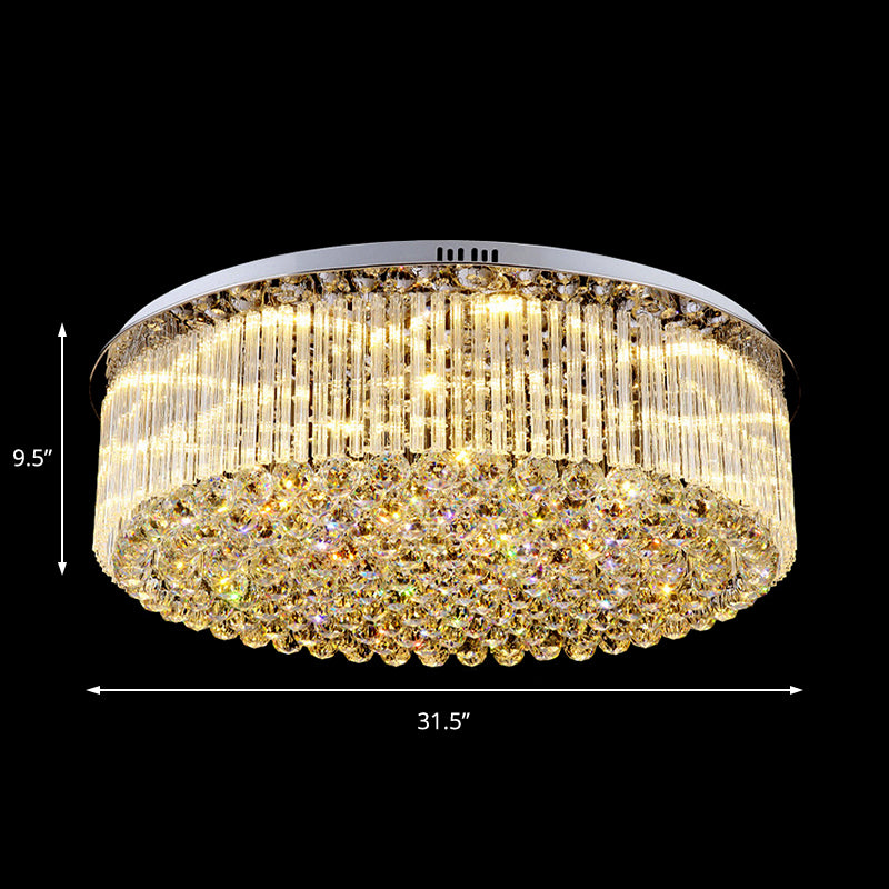 Clear Crystal Drum Flush Mount Light Contemporary 19.5"/23.5" Wide LED Ceiling Lamp for Living Room Clearhalo 'Ceiling Lights' 'Close To Ceiling Lights' 'Close to ceiling' 'Flush mount' Lighting' 152410