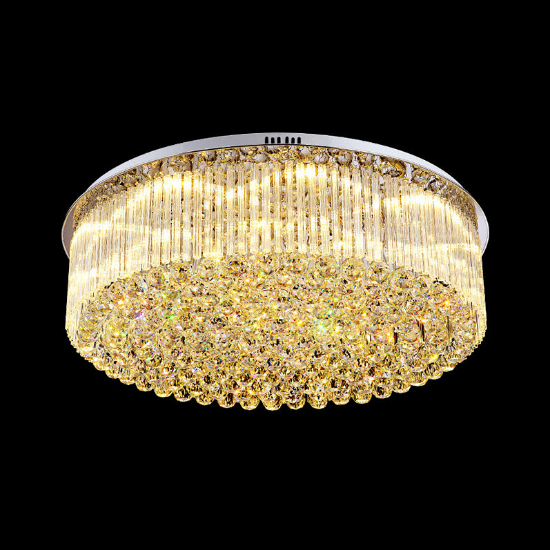 Clear Crystal Drum Flush Mount Light Contemporary 19.5"/23.5" Wide LED Ceiling Lamp for Living Room Clearhalo 'Ceiling Lights' 'Close To Ceiling Lights' 'Close to ceiling' 'Flush mount' Lighting' 152413