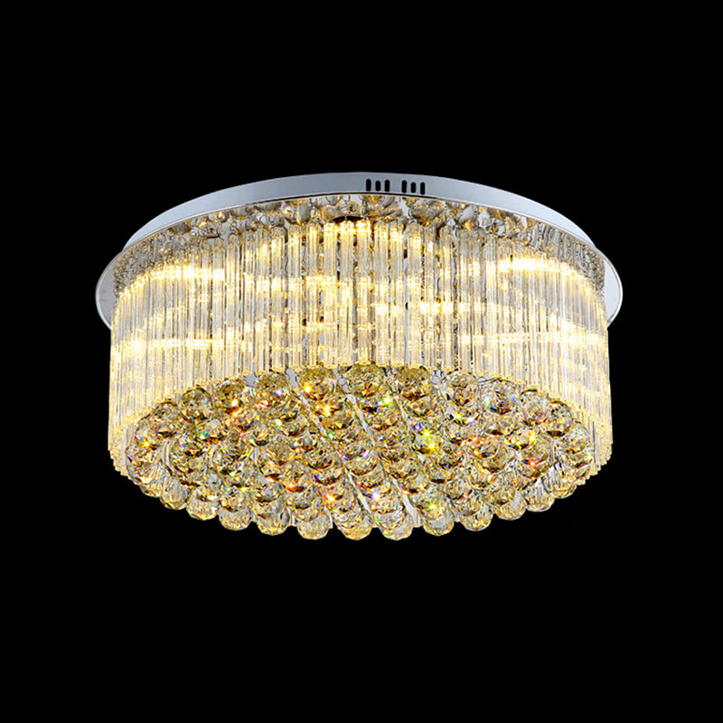 Clear Crystal Drum Flush Mount Light Contemporary 19.5"/23.5" Wide LED Ceiling Lamp for Living Room Clearhalo 'Ceiling Lights' 'Close To Ceiling Lights' 'Close to ceiling' 'Flush mount' Lighting' 152417