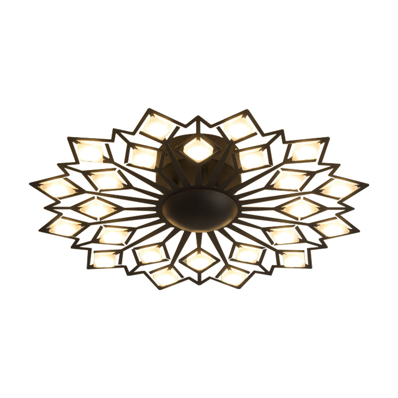 Floral Flush Mount Lamp Contemporary Metal Black/White LED Bedroom Ceiling Mounted Fixture Clearhalo 'Ceiling Lights' 'Close To Ceiling Lights' 'Close to ceiling' 'Semi-flushmount' Lighting' 152426