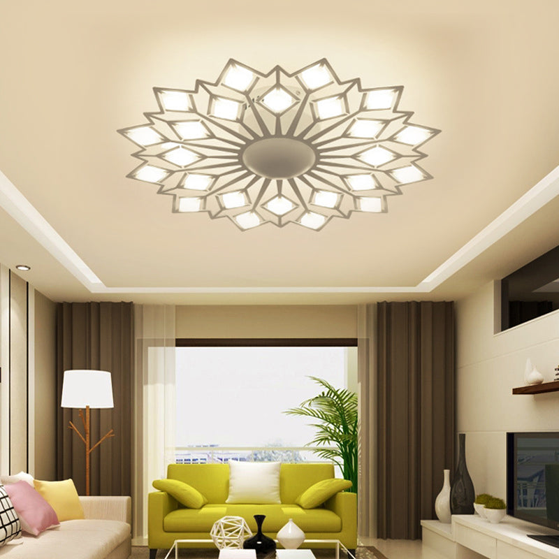 Floral Flush Mount Lamp Contemporary Metal Black/White LED Bedroom Ceiling Mounted Fixture Clearhalo 'Ceiling Lights' 'Close To Ceiling Lights' 'Close to ceiling' 'Semi-flushmount' Lighting' 152428