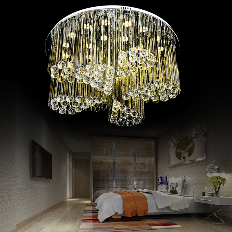 Bedroom Circle Flush Ceiling Light Clear Crystal Contemporary Chrome LED Ceiling Lamp with Flower Design Clearhalo 'Ceiling Lights' 'Close To Ceiling Lights' 'Close to ceiling' 'Flush mount' Lighting' 152444