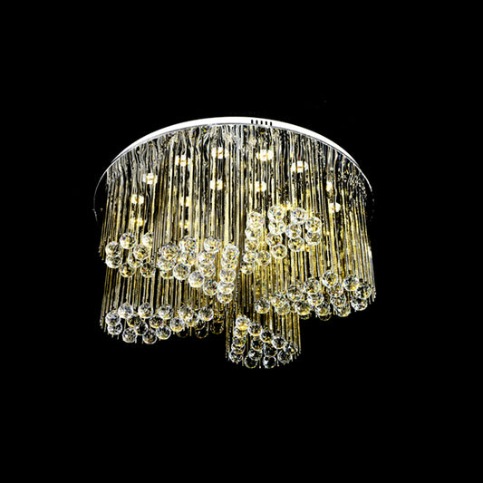 Bedroom Circle Flush Ceiling Light Clear Crystal Contemporary Chrome LED Ceiling Lamp with Flower Design Clearhalo 'Ceiling Lights' 'Close To Ceiling Lights' 'Close to ceiling' 'Flush mount' Lighting' 152446