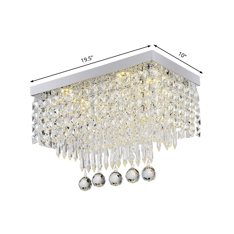 Clear Rectangle Flush Ceiling Light 19.5"/23.5" Dia LED Modern Crystal and Metal Ceiling Lamp for Kitchen Clearhalo 'Ceiling Lights' 'Close To Ceiling Lights' 'Close to ceiling' 'Flush mount' Lighting' 152454