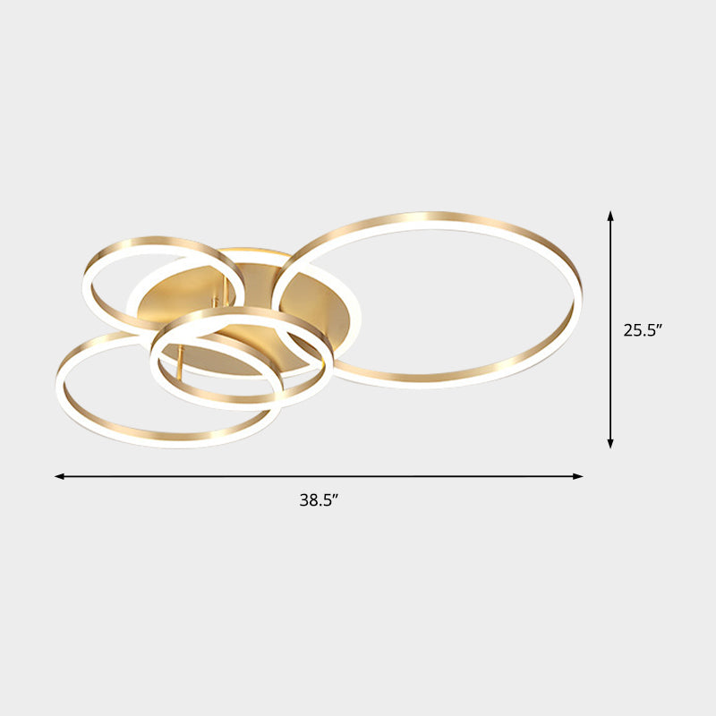 2 Tiers Ring Flush Mount Ceiling Fixture Simple Metal 2/3/5 Lights Gold Bedroom Ceiling Mount Light in Warm/White Clearhalo 'Ceiling Lights' 'Close To Ceiling Lights' 'Close to ceiling' 'Flush mount' Lighting' 152500