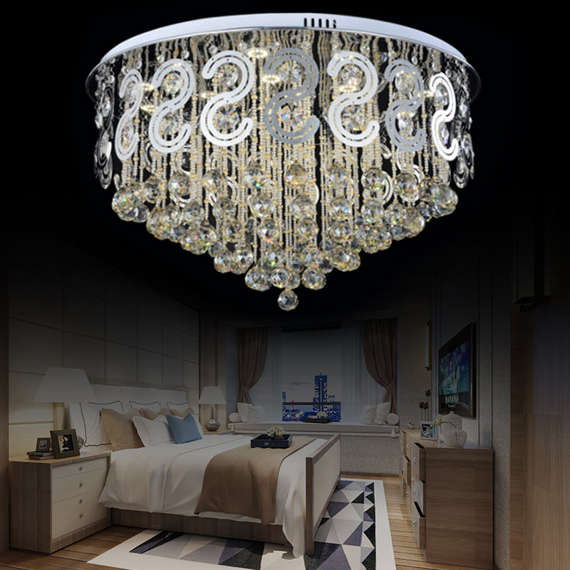 Vintage Style Layered Flush Mount Lighting Metal LED Ceiling Lamp with Crystal Ball in Clear Clear 31.5" Clearhalo 'Ceiling Lights' 'Close To Ceiling Lights' 'Close to ceiling' 'Flush mount' Lighting' 152513