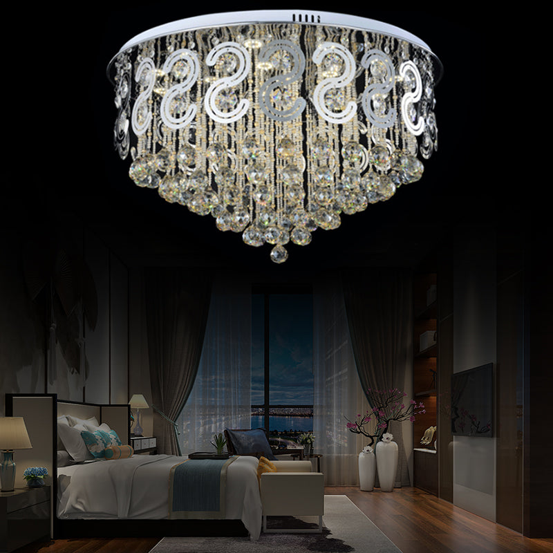 Vintage Style Layered Flush Mount Lighting Metal LED Ceiling Lamp with Crystal Ball in Clear Clear 23.5" Clearhalo 'Ceiling Lights' 'Close To Ceiling Lights' 'Close to ceiling' 'Flush mount' Lighting' 152515