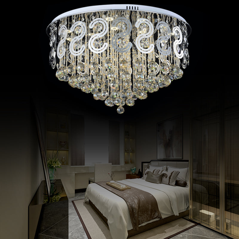 Vintage Style Layered Flush Mount Lighting Metal LED Ceiling Lamp with Crystal Ball in Clear Clearhalo 'Ceiling Lights' 'Close To Ceiling Lights' 'Close to ceiling' 'Flush mount' Lighting' 152516