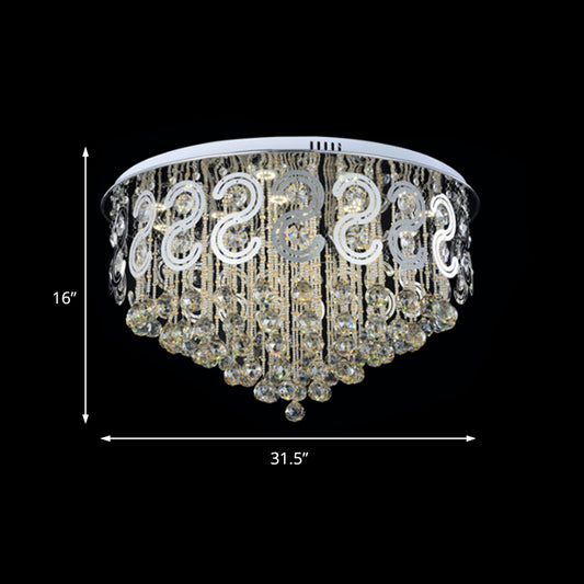 Vintage Style Layered Flush Mount Lighting Metal LED Ceiling Lamp with Crystal Ball in Clear Clearhalo 'Ceiling Lights' 'Close To Ceiling Lights' 'Close to ceiling' 'Flush mount' Lighting' 152519