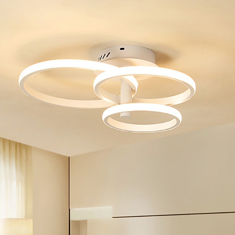 Nordic Stacked Ring Flush Mount Ceiling Light Acrylic Brown/White 23.5"/19.5" Wide LED Bedroom Ceiling Mount Light in Warm/White White Clearhalo 'Ceiling Lights' 'Close To Ceiling Lights' 'Close to ceiling' 'Semi-flushmount' Lighting' 152553