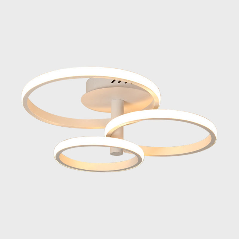 Nordic Stacked Ring Flush Mount Ceiling Light Acrylic Brown/White 23.5"/19.5" Wide LED Bedroom Ceiling Mount Light in Warm/White Clearhalo 'Ceiling Lights' 'Close To Ceiling Lights' 'Close to ceiling' 'Semi-flushmount' Lighting' 152556