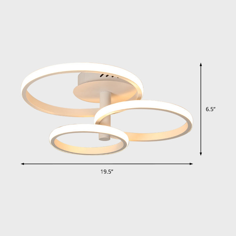 Nordic Stacked Ring Flush Mount Ceiling Light Acrylic Brown/White 23.5"/19.5" Wide LED Bedroom Ceiling Mount Light in Warm/White Clearhalo 'Ceiling Lights' 'Close To Ceiling Lights' 'Close to ceiling' 'Semi-flushmount' Lighting' 152557