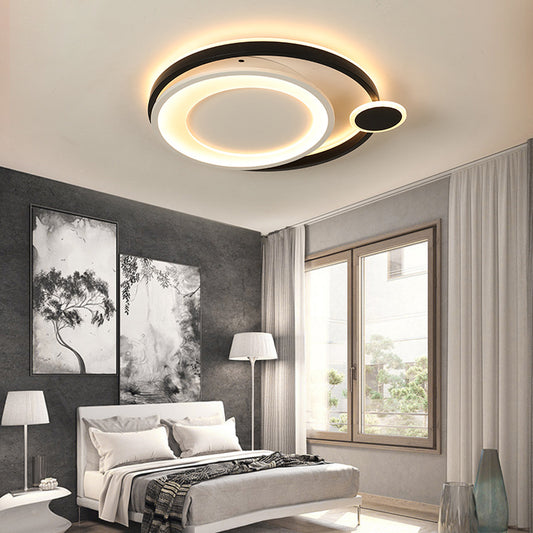 15"/18"/21.5" Wide Orbit Ceiling Mounted Fixture Nordic Metal Black/White LED Flush Mount Light in Warm/White Black Warm Clearhalo 'Ceiling Lights' 'Close To Ceiling Lights' 'Close to ceiling' 'Flush mount' Lighting' 152629