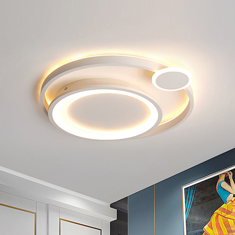 15"/18"/21.5" Wide Orbit Ceiling Mounted Fixture Nordic Metal Black/White LED Flush Mount Light in Warm/White White Clearhalo 'Ceiling Lights' 'Close To Ceiling Lights' 'Close to ceiling' 'Flush mount' Lighting' 152632