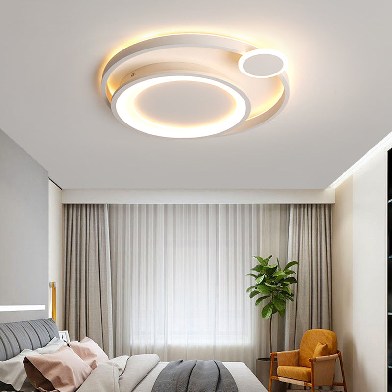 15"/18"/21.5" Wide Orbit Ceiling Mounted Fixture Nordic Metal Black/White LED Flush Mount Light in Warm/White Clearhalo 'Ceiling Lights' 'Close To Ceiling Lights' 'Close to ceiling' 'Flush mount' Lighting' 152633