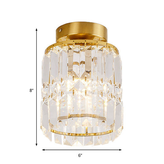 Corridor Cylinder Shade Semi-Flush Mount Light Crystal Modern Style Ceiling Light Fixture in Clear Clearhalo 'Ceiling Lights' 'Close To Ceiling Lights' 'Close to ceiling' 'Flush mount' Lighting' 152751