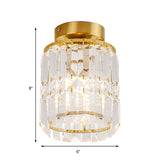 Corridor Cylinder Shade Semi-Flush Mount Light Crystal Modern Style Ceiling Light Fixture in Clear Clearhalo 'Ceiling Lights' 'Close To Ceiling Lights' 'Close to ceiling' 'Flush mount' Lighting' 152751