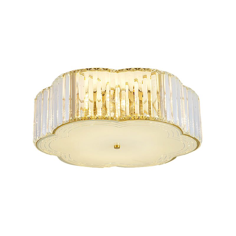 Golden Flower Flush Pendant Light Modern Clear Crystal 15"/19" W LED Flush Light with Acrylic Diffuser Clearhalo 'Ceiling Lights' 'Close To Ceiling Lights' 'Close to ceiling' 'Flush mount' Lighting' 152786