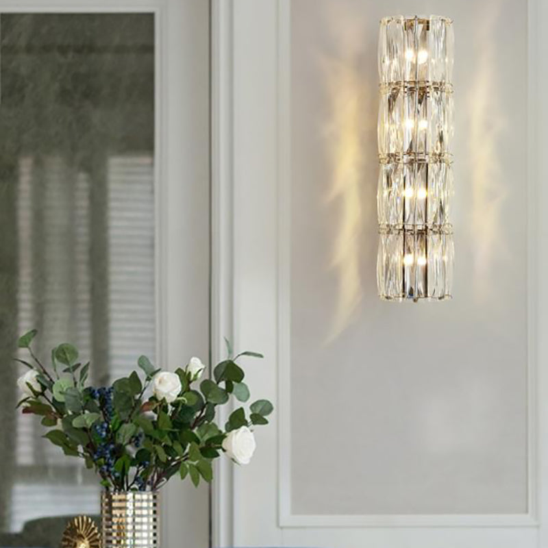 Modernist Linear Wall Light Fixture Crystal 2/3/4 Lights Sconce Light in Clear for Dining Room 4.0 Clear Clearhalo 'Modern wall lights' 'Modern' 'Wall Lamps & Sconces' 'Wall Lights' Lighting' 152844