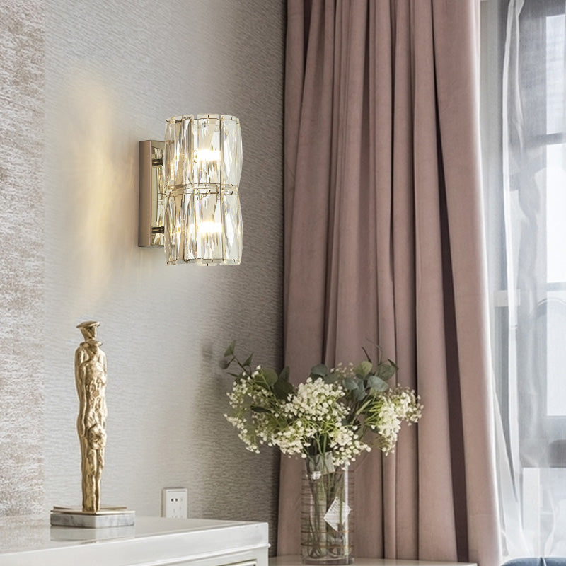 Modernist Linear Wall Light Fixture Crystal 2/3/4 Lights Sconce Light in Clear for Dining Room 2.0 Clear Clearhalo 'Modern wall lights' 'Modern' 'Wall Lamps & Sconces' 'Wall Lights' Lighting' 152851