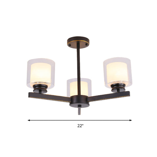 Black/Gold/Sliver Cylinder Chandelier Lamp Modern 3/6/8 Lights Clear Glass Ceiling Pendant Fixture with Radial Design for Bedroom Clearhalo 'Ceiling Lights' 'Chandeliers' 'Glass shade' 'Glass' 'Modern Chandeliers' 'Modern' Lighting' 152857