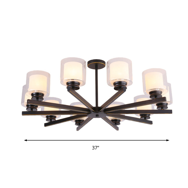 Black/Gold/Sliver Cylinder Chandelier Lamp Modern 3/6/8 Lights Clear Glass Ceiling Pendant Fixture with Radial Design for Bedroom Clearhalo 'Ceiling Lights' 'Chandeliers' 'Glass shade' 'Glass' 'Modern Chandeliers' 'Modern' Lighting' 152869