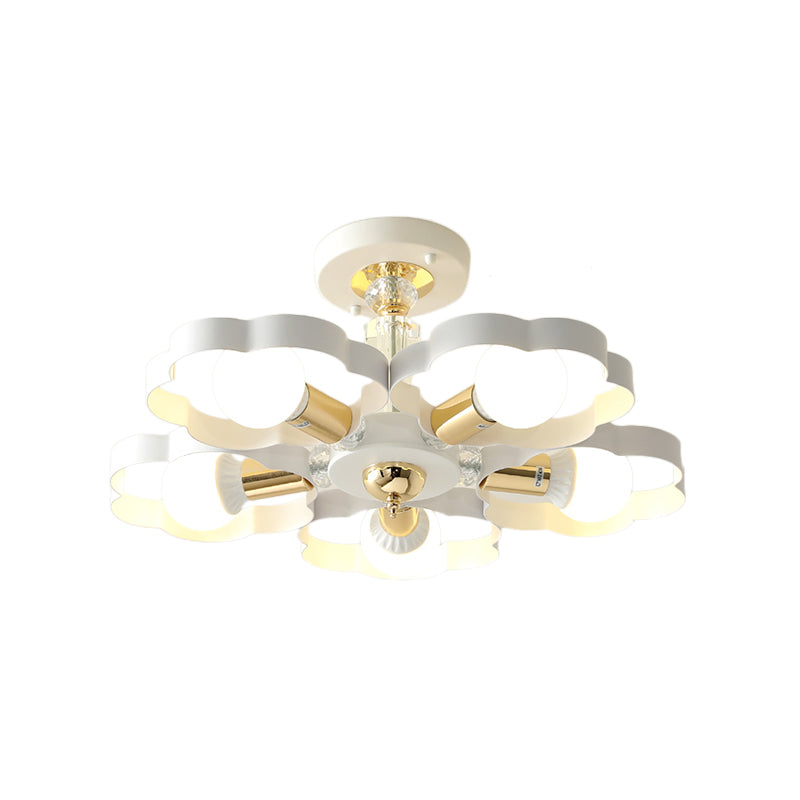 Living Room Heart/Flower Shade Ceiling Lamp Metal Nordic Style White Finish 3/5 Lights Ceiling Mount Light Clearhalo 'Ceiling Lights' 'Close To Ceiling Lights' 'Close to ceiling' 'Semi-flushmount' Lighting' 152921