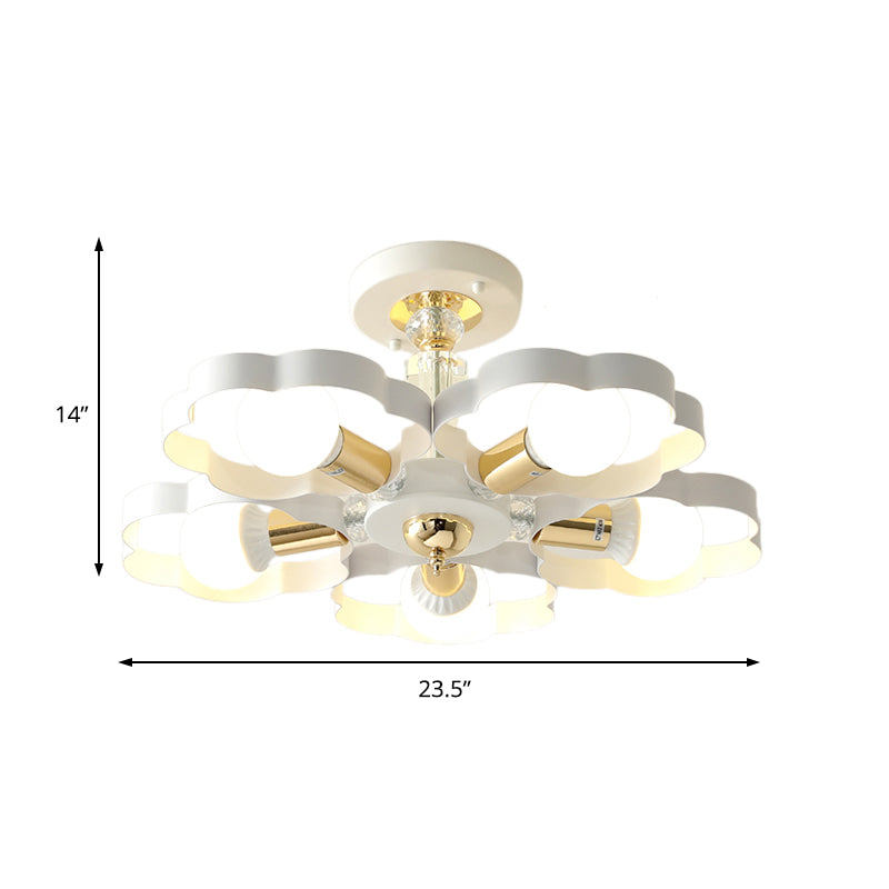 Living Room Heart/Flower Shade Ceiling Lamp Metal Nordic Style White Finish 3/5 Lights Ceiling Mount Light Clearhalo 'Ceiling Lights' 'Close To Ceiling Lights' 'Close to ceiling' 'Semi-flushmount' Lighting' 152922