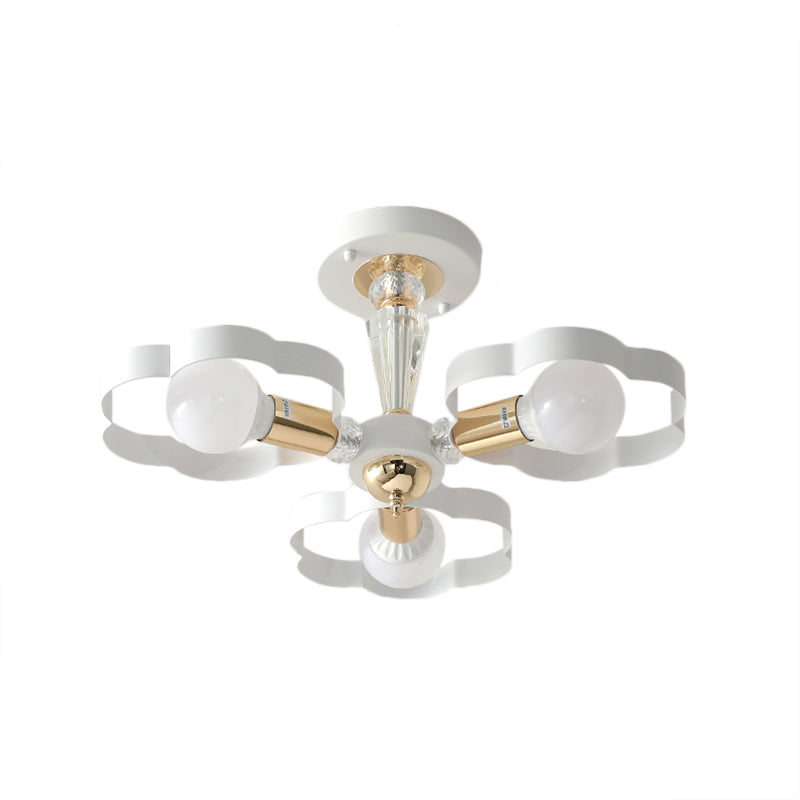 Living Room Heart/Flower Shade Ceiling Lamp Metal Nordic Style White Finish 3/5 Lights Ceiling Mount Light Clearhalo 'Ceiling Lights' 'Close To Ceiling Lights' 'Close to ceiling' 'Semi-flushmount' Lighting' 152925