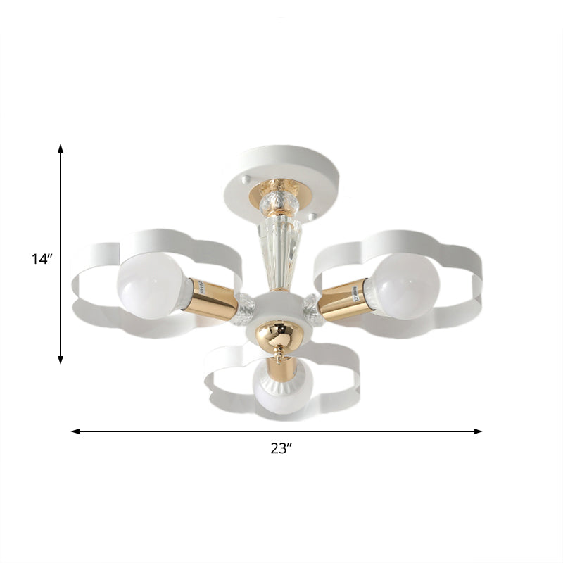 Living Room Heart/Flower Shade Ceiling Lamp Metal Nordic Style White Finish 3/5 Lights Ceiling Mount Light Clearhalo 'Ceiling Lights' 'Close To Ceiling Lights' 'Close to ceiling' 'Semi-flushmount' Lighting' 152926