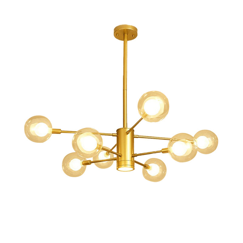 6/8 Lights Living Room Chandelier Lamp with Ball Clear Glass Shade Modern Gold Ceiling Hang Light Clearhalo 'Ceiling Lights' 'Chandeliers' 'Glass shade' 'Glass' 'Modern Chandeliers' 'Modern' Lighting' 152964