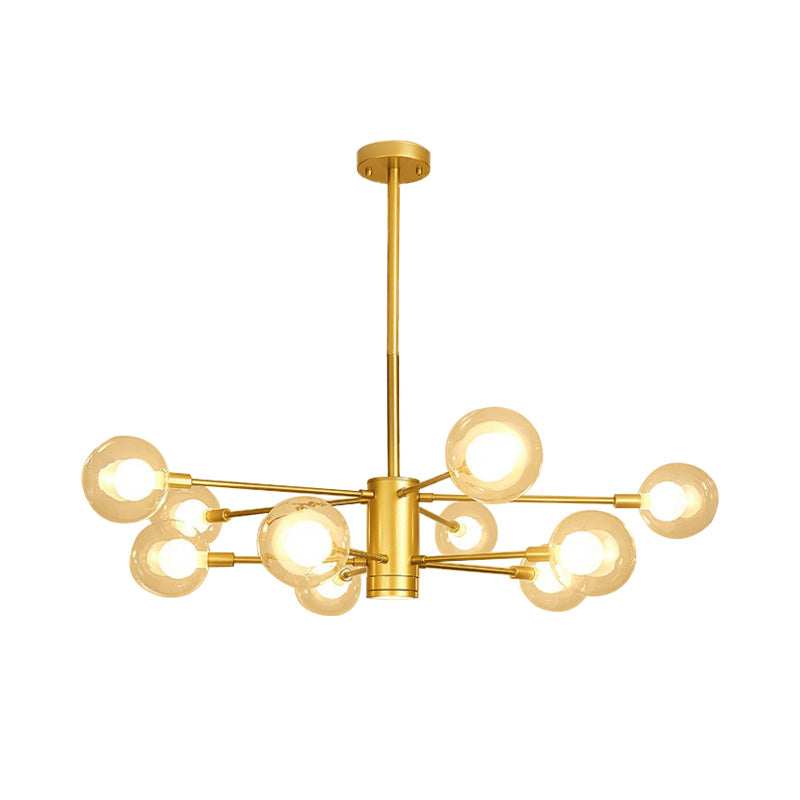 Clear Glass Globe Chandelier with Radial Design Modernist 10/12/16 Lights Hanging Light Fixture in Gold Clearhalo 'Ceiling Lights' 'Chandeliers' 'Glass shade' 'Glass' 'Modern Chandeliers' 'Modern' Lighting' 152978