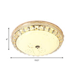 Modern Bowl Ceiling Light Fixture Opal Glass Led Flushmount Light with Round/Square Crystal Accent in White Clearhalo 'Ceiling Lights' 'Close To Ceiling Lights' 'Close to ceiling' 'Flush mount' Lighting' 152996