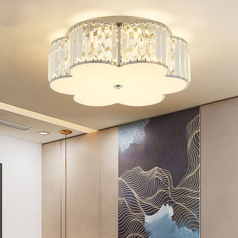 LED Round/Flower Flush Mount Lighting Modernist Crystal Ceiling Lamp with Acrylic Diffuser in White Clearhalo 'Ceiling Lights' 'Close To Ceiling Lights' 'Close to ceiling' 'Flush mount' Lighting' 153021