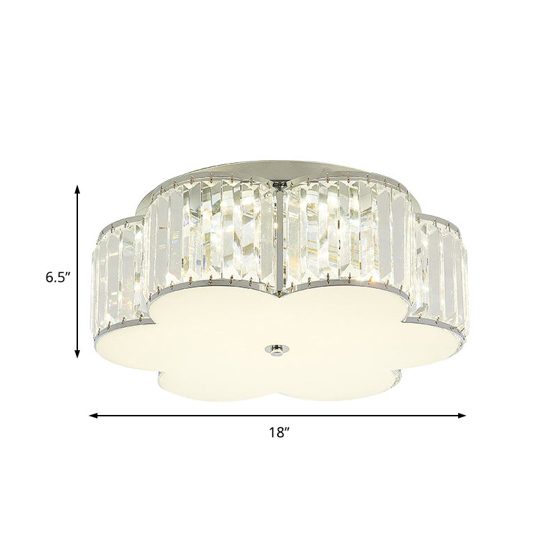 LED Round/Flower Flush Mount Lighting Modernist Crystal Ceiling Lamp with Acrylic Diffuser in White Clearhalo 'Ceiling Lights' 'Close To Ceiling Lights' 'Close to ceiling' 'Flush mount' Lighting' 153023