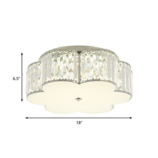 LED Round/Flower Flush Mount Lighting Modernist Crystal Ceiling Lamp with Acrylic Diffuser in White Clearhalo 'Ceiling Lights' 'Close To Ceiling Lights' 'Close to ceiling' 'Flush mount' Lighting' 153023