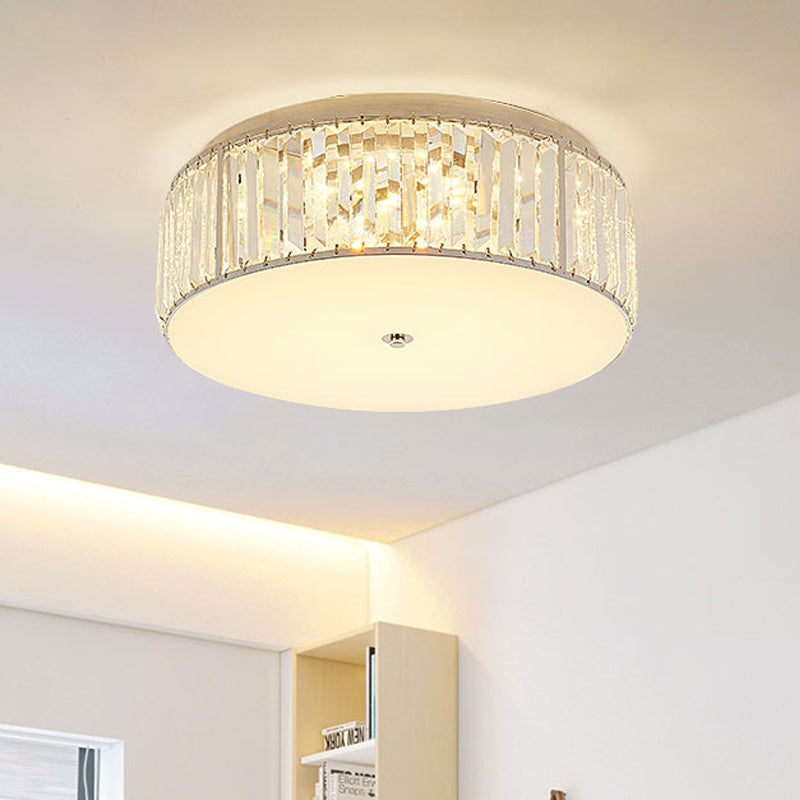 LED Round/Flower Flush Mount Lighting Modernist Crystal Ceiling Lamp with Acrylic Diffuser in White White Warm Round Clearhalo 'Ceiling Lights' 'Close To Ceiling Lights' 'Close to ceiling' 'Flush mount' Lighting' 153024