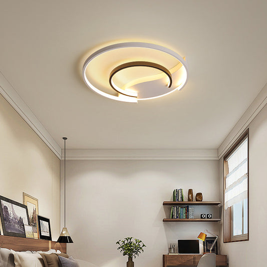 Black and White Double Ring Flush Mount Light Simple Acrylic LED Ceiling Flush Mount for Bedroom in Warm/White, 16"/19.5" Wide Clearhalo 'Ceiling Lights' 'Close To Ceiling Lights' 'Close to ceiling' 'Flush mount' Lighting' 153086