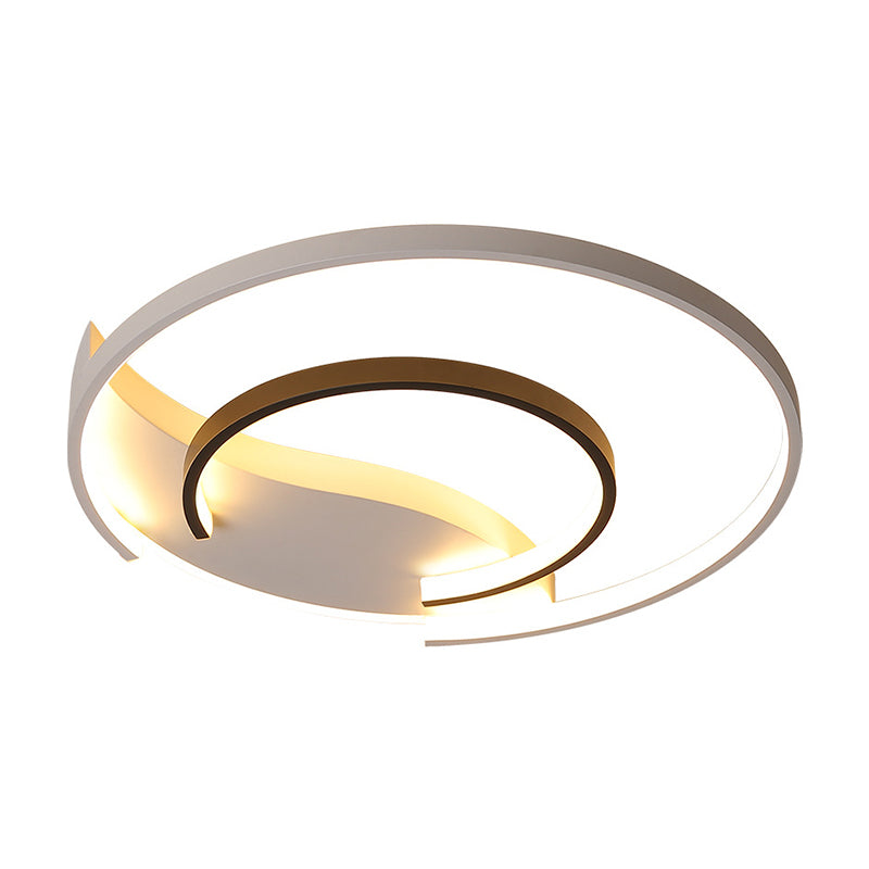 Black and White Double Ring Flush Mount Light Simple Acrylic LED Ceiling Flush Mount for Bedroom in Warm/White, 16"/19.5" Wide Clearhalo 'Ceiling Lights' 'Close To Ceiling Lights' 'Close to ceiling' 'Flush mount' Lighting' 153087