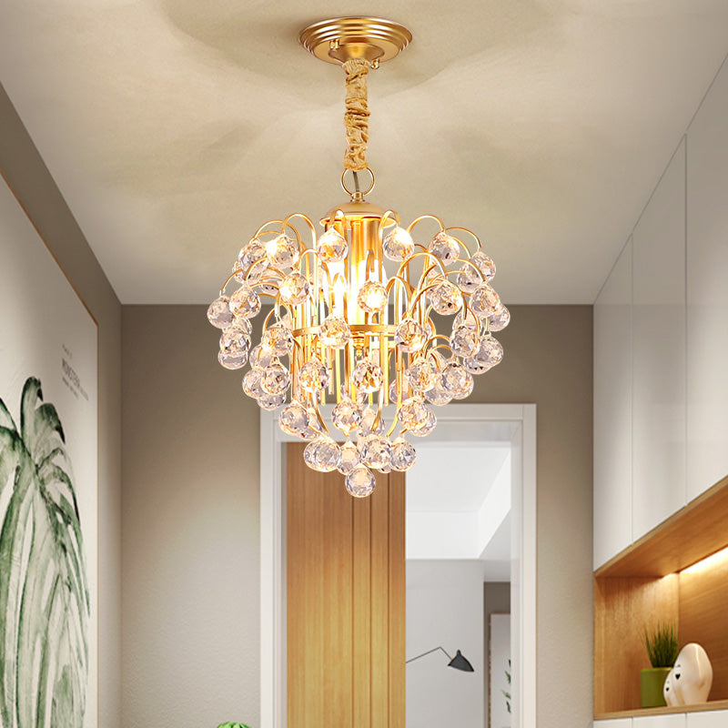 Clear Crystal Ball Pendant Lighting Contemporary 3 Lights Ceiling Hanging Light in Golden for Dining Room Clearhalo 'Ceiling Lights' 'Chandeliers' 'Modern Chandeliers' 'Modern' Lighting' 153153