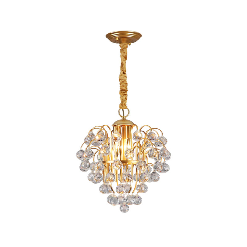 Clear Crystal Ball Pendant Lighting Contemporary 3 Lights Ceiling Hanging Light in Golden for Dining Room Clearhalo 'Ceiling Lights' 'Chandeliers' 'Modern Chandeliers' 'Modern' Lighting' 153154