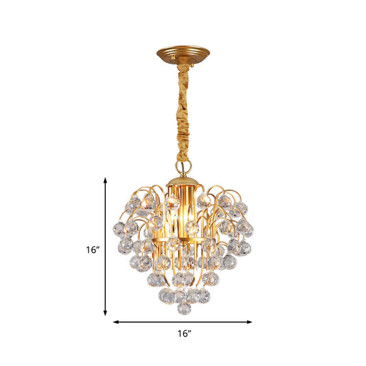 Clear Crystal Ball Pendant Lighting Contemporary 3 Lights Ceiling Hanging Light in Golden for Dining Room Clearhalo 'Ceiling Lights' 'Chandeliers' 'Modern Chandeliers' 'Modern' Lighting' 153155