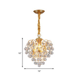 Clear Crystal Ball Pendant Lighting Contemporary 3 Lights Ceiling Hanging Light in Golden for Dining Room Clearhalo 'Ceiling Lights' 'Chandeliers' 'Modern Chandeliers' 'Modern' Lighting' 153155