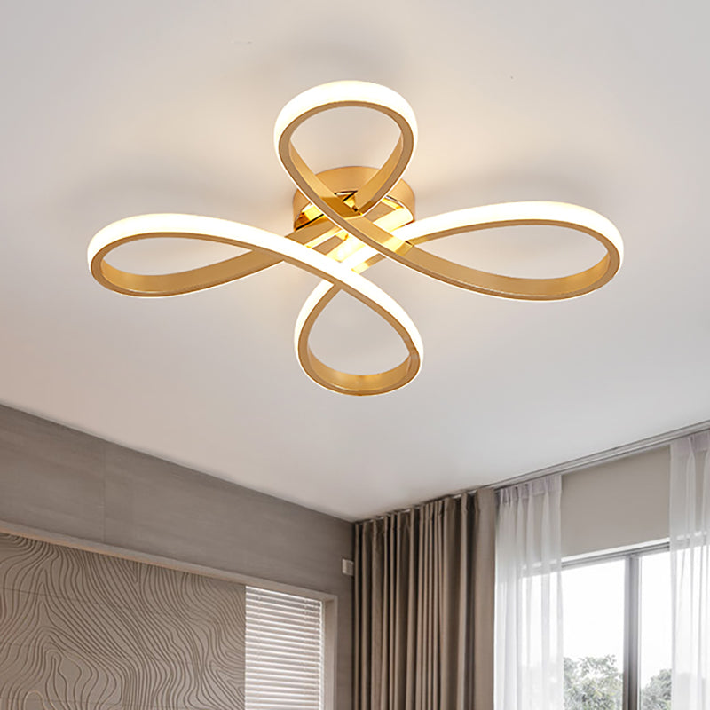 Nordic Clover Flush Mount Light Acrylic Gold LED Ceiling Flush Mount for Bedroom in Warm/White, 21.5"/25.5" Wide Clearhalo 'Ceiling Lights' 'Close To Ceiling Lights' 'Close to ceiling' 'Semi-flushmount' Lighting' 153157