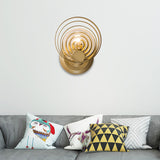 Metallic Circular Wall Light Modern 1/2-Light Wall Lamp Fixture with Ripple Glass Shade in Gold for Living Room Clearhalo 'Cast Iron' 'Glass' 'Industrial' 'Modern wall lights' 'Modern' 'Tiffany' 'Traditional wall lights' 'Wall Lamps & Sconces' 'Wall Lights' Lighting' 153215