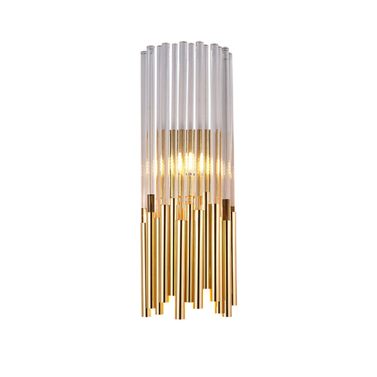 Cylinder Wall Light Fixture Modernist Metal LED Wall Sconce Light with Crystal Prism in Brass/Gold Clearhalo 'Modern wall lights' 'Modern' 'Wall Lamps & Sconces' 'Wall Lights' Lighting' 153295