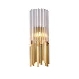 Cylinder Wall Light Fixture Modernist Metal LED Wall Sconce Light with Crystal Prism in Brass/Gold Clearhalo 'Modern wall lights' 'Modern' 'Wall Lamps & Sconces' 'Wall Lights' Lighting' 153295